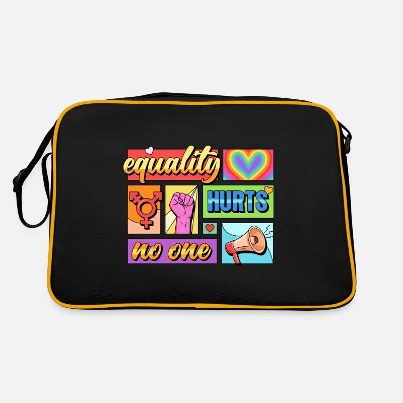 Equality Hurts No One Pride LGBTQIA+ Design - Retro Tasche - Schwarz/Gold