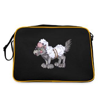 Lustiger Wolf im Schafspelz Geschenk Humor - Retro Tasche - Schwarz/Gold - Hinten