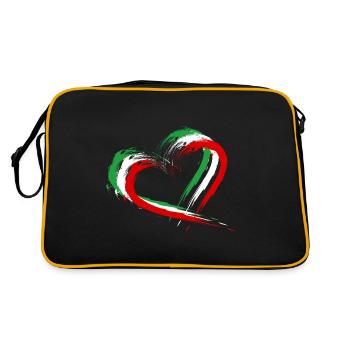 Iran Flagge Herz Farben - Retro Tasche - Schwarz/Gold - Hinten