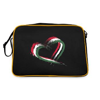 Herz Bürste Flagge Ungarns - Retro Tasche - Schwarz/Gold - Hinten