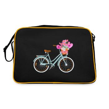 Floral Fleurs Dames Vélo Vélo Femmes - Sac Retro - noir/or - Dos
