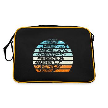 Chinesischer Drache - Retro Tasche - Schwarz/Gold - Hinten