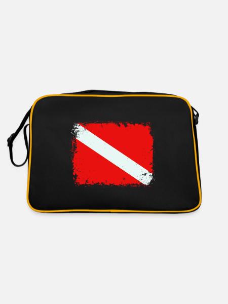 Dive Flag Scuba Diving Underwater Freediving Diver - Retro Tasche - Schwarz/Gold - Hinten