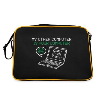 Hacker Mein Anderer Computer Ist Deiner - Retro Tasche - Schwarz/Gold - Hinten