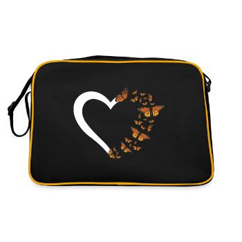 Entomologie Asclépiade Monarque Papillon Forme du cœur - Sac Retro - noir/or - Dos