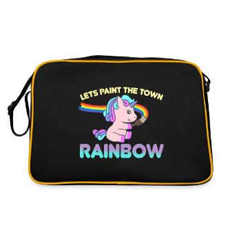 Einhorn-regenbogen Lgbt - Retro Tasche - Schwarz/Gold - Hinten