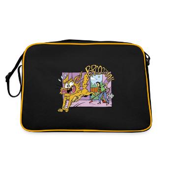 Cat Vacuum Cleaner Funny Humor Comic Cartoon - Retro Bag - black/gold - Back