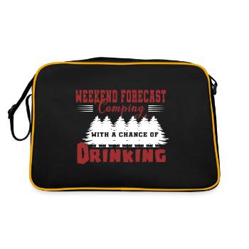 Camping Camper Outdoor Sommer Design - Retro Tasche - Schwarz/Gold - Hinten