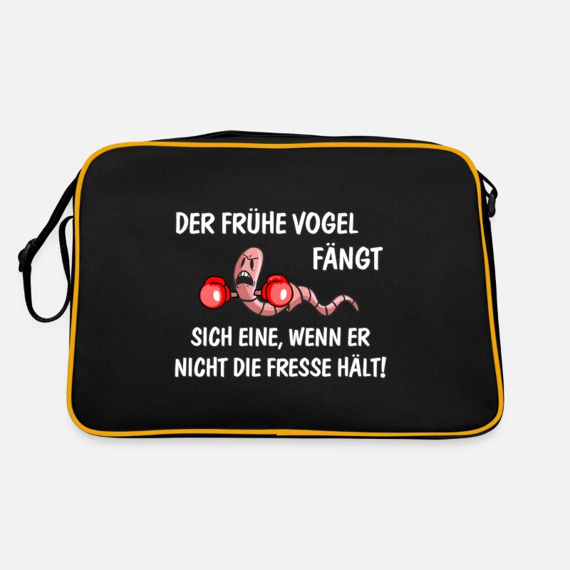 Der frühe Vogel fängt sich eine Retro Tasche