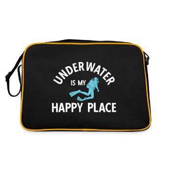 Apnoetaucher Freitaucher Taucher - Retro Tasche - Schwarz/Gold - Hinten