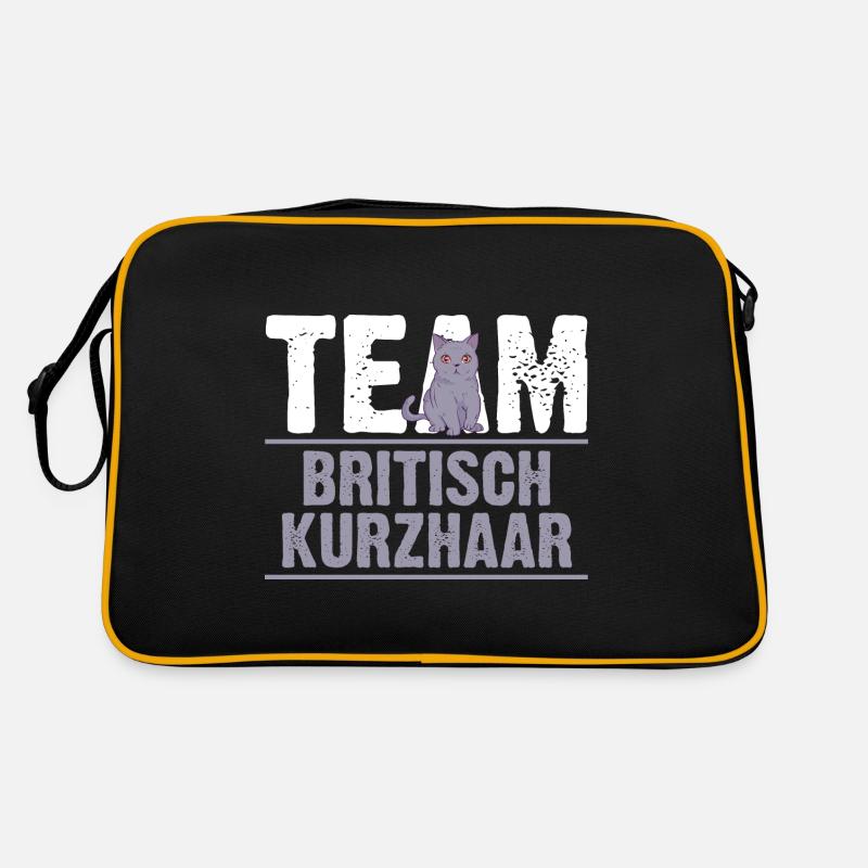 Britisch Kurzhaar Katze - Retro Tasche - Schwarz/Gold