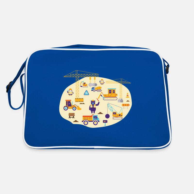 Construction Site Construction Worker Excavator Boys Kindergarten Retro Bag