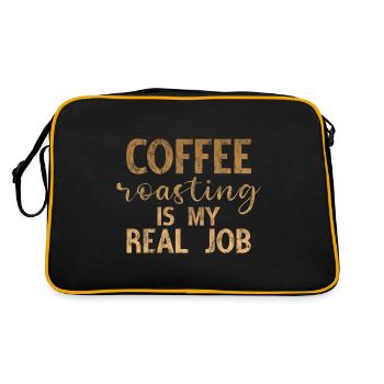 Coffee Roasting Is My Real Job 3 - Retro Tasche - Schwarz/Gold - Hinten