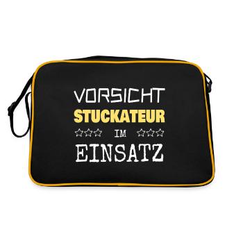 Gift for plasterer - Retro Bag - black/gold - Back