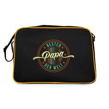 Bester Papa Der Welt Bester Papa - Retro Tasche - Schwarz/Gold - Hinten
