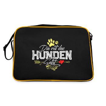 Die mit den Hunden geht - Retro Tasche - Schwarz/Gold - Hinten