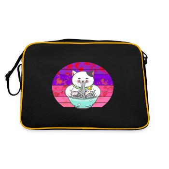 Chinesische Katze Chinesische Nudeln - Retro Tasche - Schwarz/Gold - Hinten
