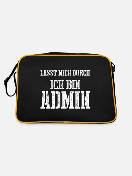 Lasst mich durch ich bin Admin - Retro Tasche - Schwarz/Gold - Hinten