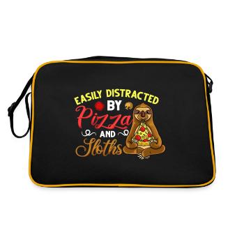 Sloth Pizza Livraison Pizzeria Italien - Sac Retro - noir/or - Dos