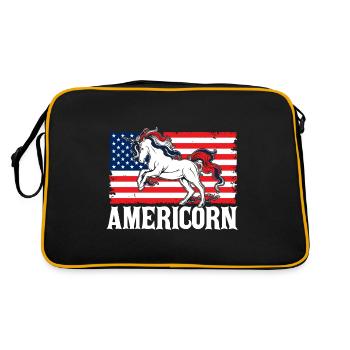 Gedenktag Vierter Juli Americorn Amerikanische Fla - Retro Tasche - Schwarz/Gold - Hinten