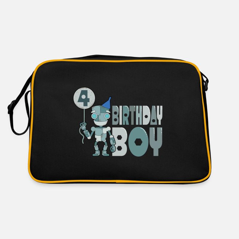 4. Geburtstag Roboter Retro Tasche