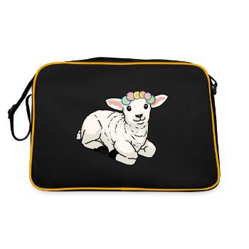Happy Easter Lamb Sheep Easter Greetings Children - Retro Bag - black/gold - Back