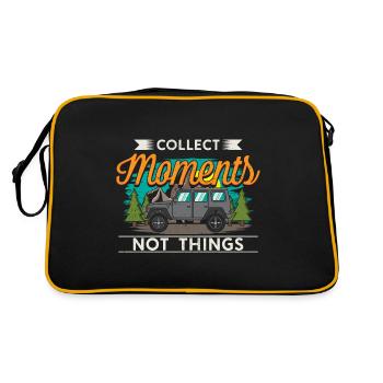 Momente sammeln, nicht Dinge - Retro Tasche - Schwarz/Gold - Hinten