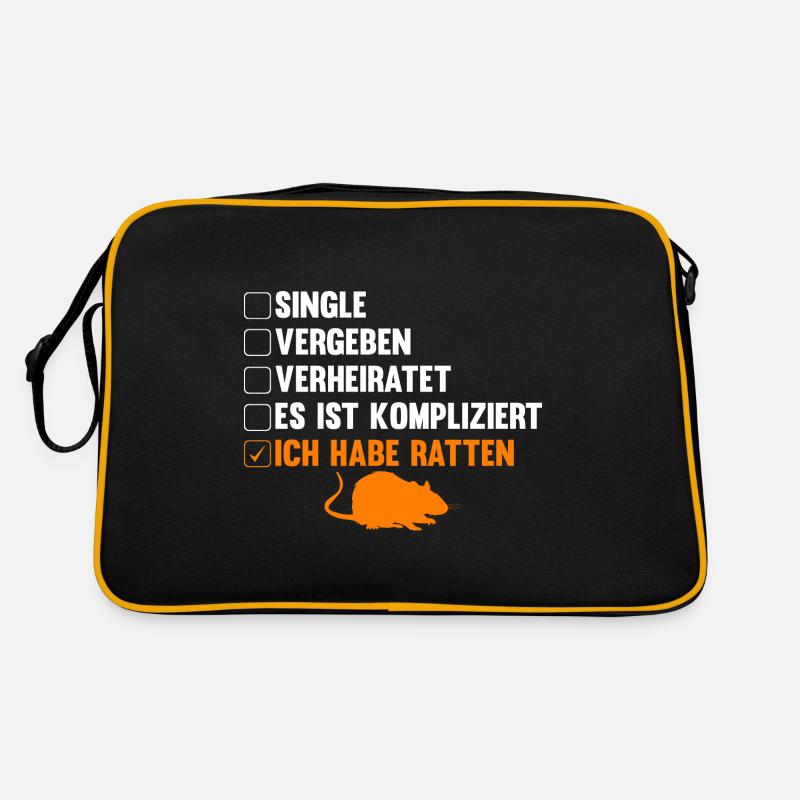 Nagetier Ratte Ratten - Retro Tasche - Schwarz/Gold
