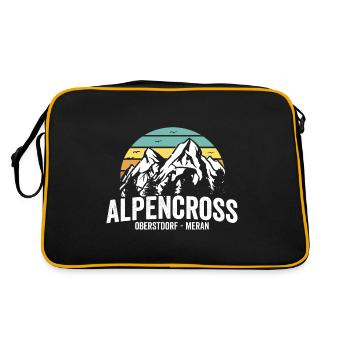 Alpenüberquerung Oberstdorf Meran Alpencross - Retro Tasche - Schwarz/Gold - Hinten