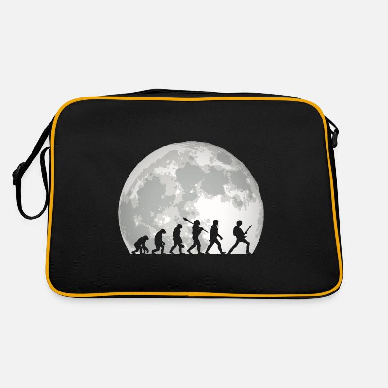 Human Evolution Guitar Band Moon Vintage Guitariste - Sac Retro - noir/or