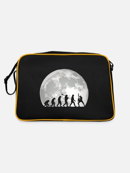 Human Evolution Guitar Band Moon Vintage Guitariste - Sac Retro - noir/or - Dos