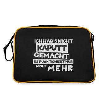 Witziges "Ich hab's nicht kaputt gemacht" Design - Retro Tasche - Schwarz/Gold - Hinten