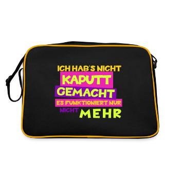 Funny "I didn't break it" theme - Retro Bag - black/gold - Back