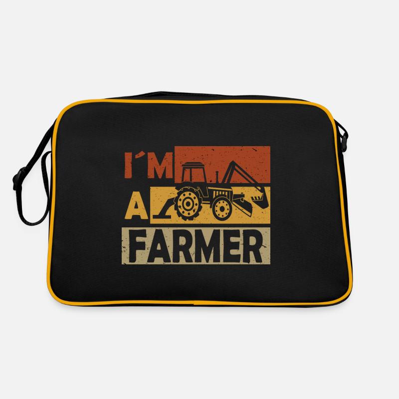 Ich bin Landwirt Bauer oder Bäuerin - Retro Tasche - Schwarz/Gold