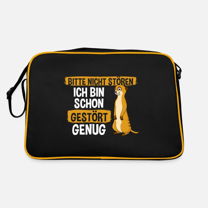 Bitte Nicht Stören Ich Bin Schon Gestört Genug - Retro Tasche - Schwarz/Gold