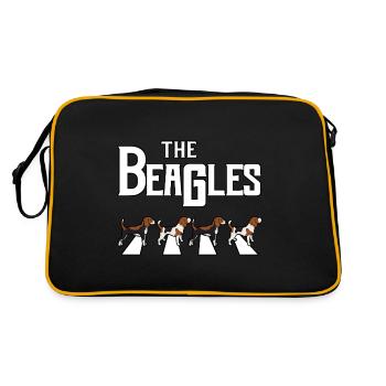 Beagle Hund Welpe Haustier Die Beagles - Retro Tasche - Schwarz/Gold - Hinten