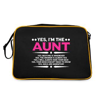 Tantchen Tante Tanten Geschenk - Retro Tasche - Schwarz/Gold - Hinten