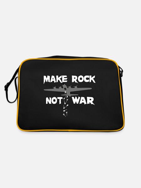 Make Rock not War - Retro Tasche - Schwarz/Gold - Hinten