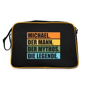 Michael - Retro Tasche - Schwarz/Gold - Hinten