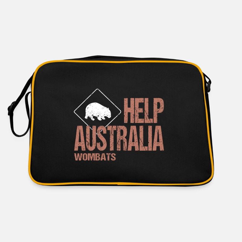 HELP AUSTRALIA WOMBATS - Retro Tasche - Schwarz/Gold