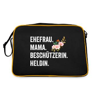 Ehefrau Mutter Mama - Retro Tasche - Schwarz/Gold - Hinten