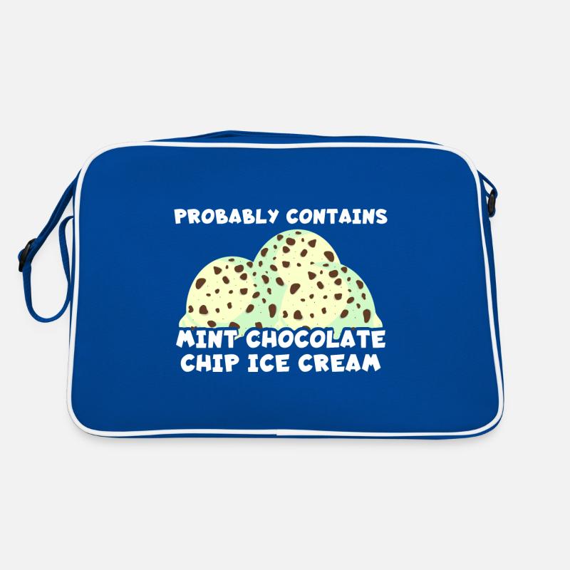 Enthält wahrscheinlich Mint Chocolate Chip Eiscrem Retro Tasche