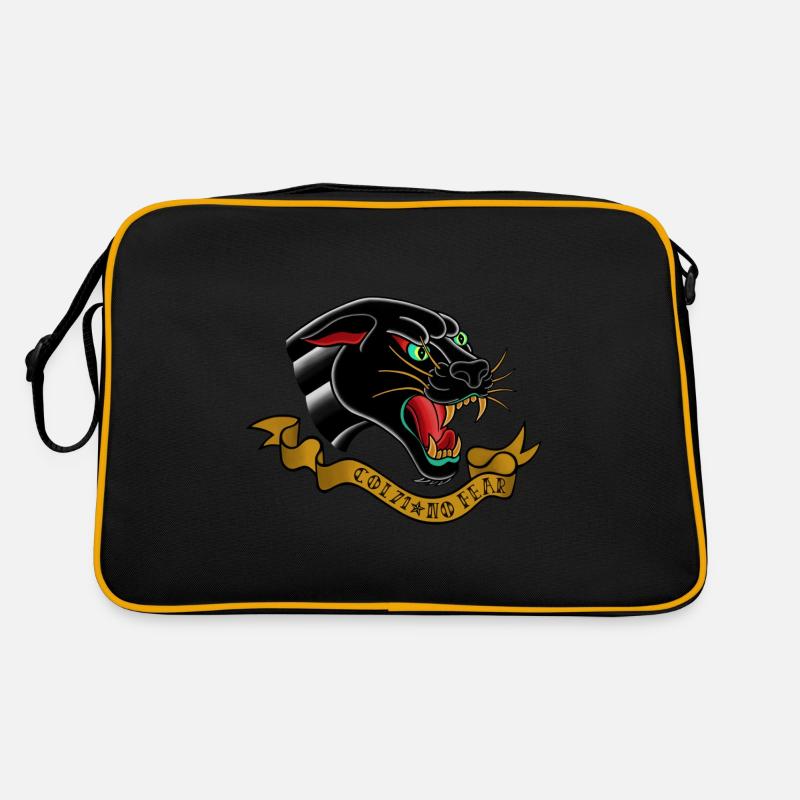 Panther Oldschool Tattoo - Retro Tasche - Schwarz/Gold