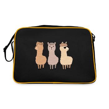 Three alpacas Lama pet animal gift - Retro Bag - black/gold - Back