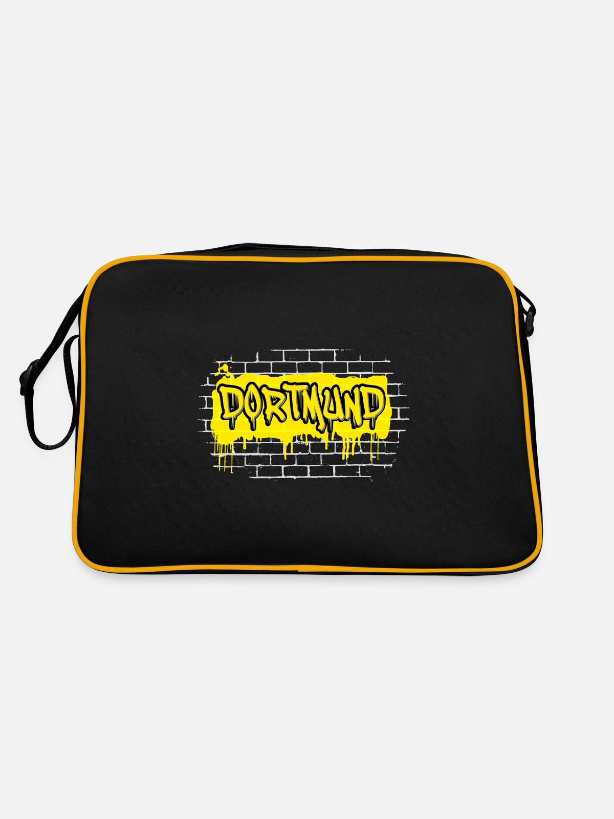 Dortmund - Retro Tasche - Schwarz/Gold - Hinten