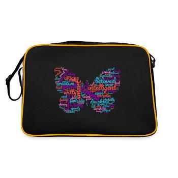 Emma wordcloud butterfly gift for Emma - Retro Bag - black/gold - Back