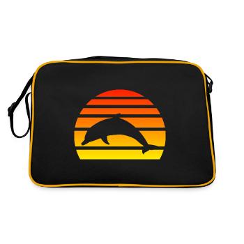 Dolphin Sunset Silhouette Fish Dolphins - Retro Bag - black/gold - Back