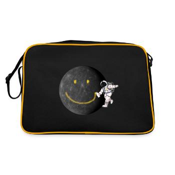 Astronaut laughing moon, cool pictures - Retro Bag - black/gold - Back