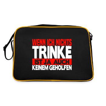 Wenn ich nichts trinke - Retro Tasche - Schwarz/Gold - Hinten