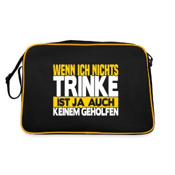 Wenn ich nichts trinke - Retro Tasche - Schwarz/Gold - Hinten